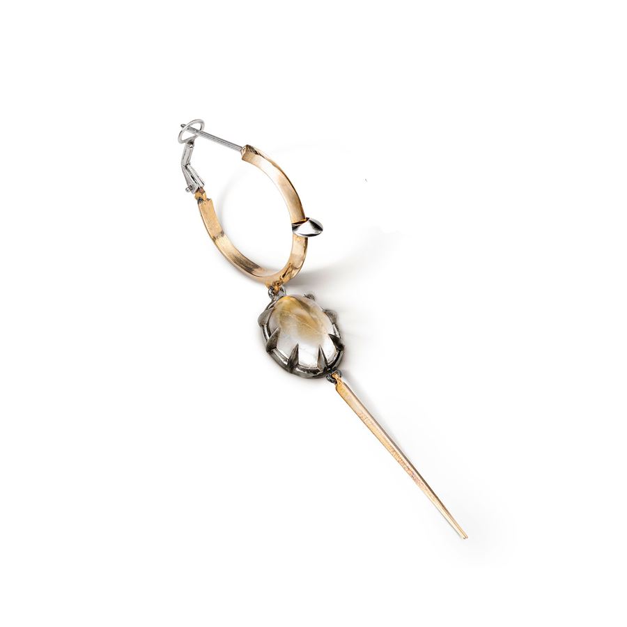 Single earring 'Solis' medium hoop, rock crystal and pin SOLIS | OR3 MBRO E AGN